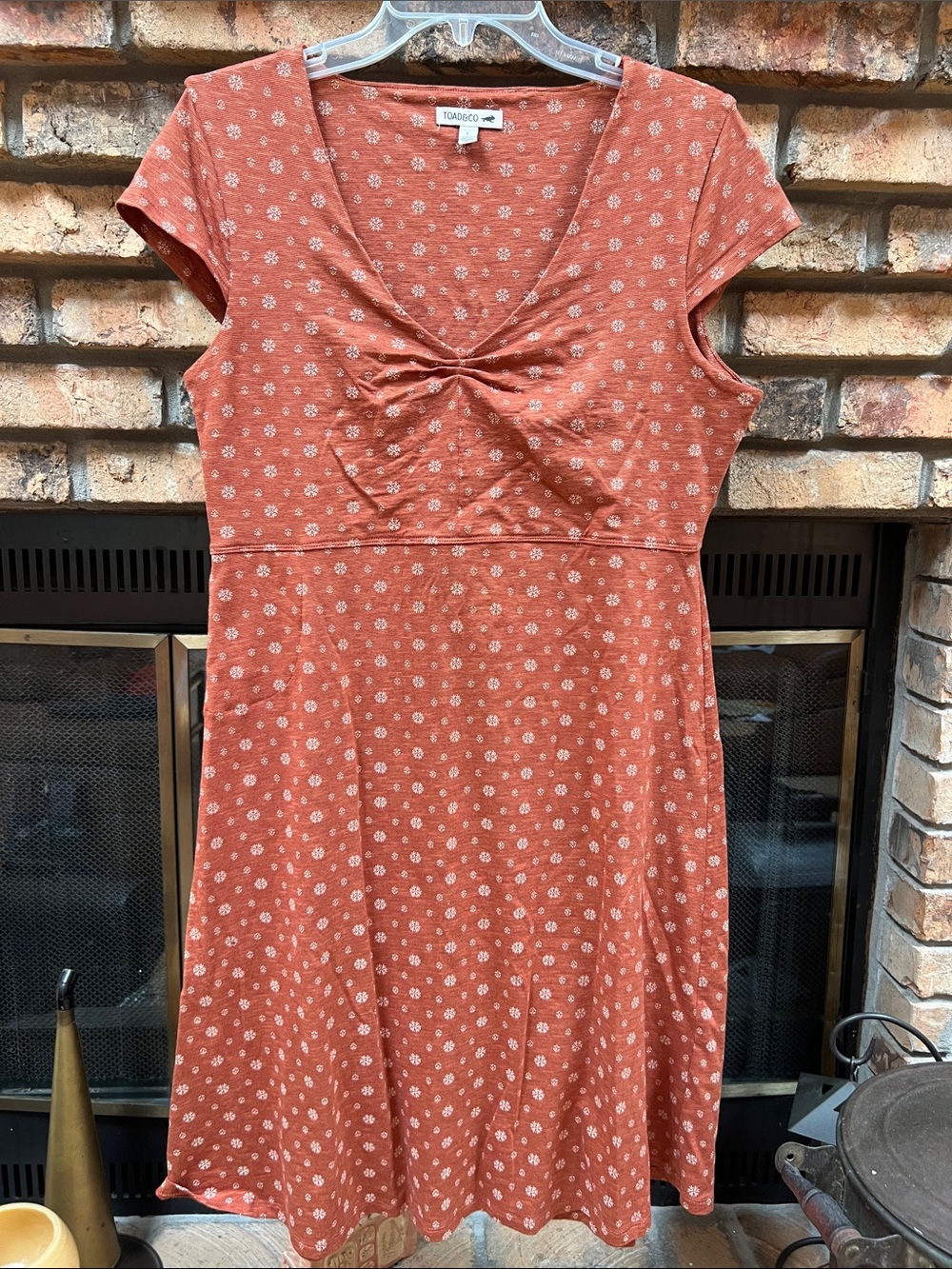 EUC Toad&Co Rust Floral Twist-Front Dress size Large